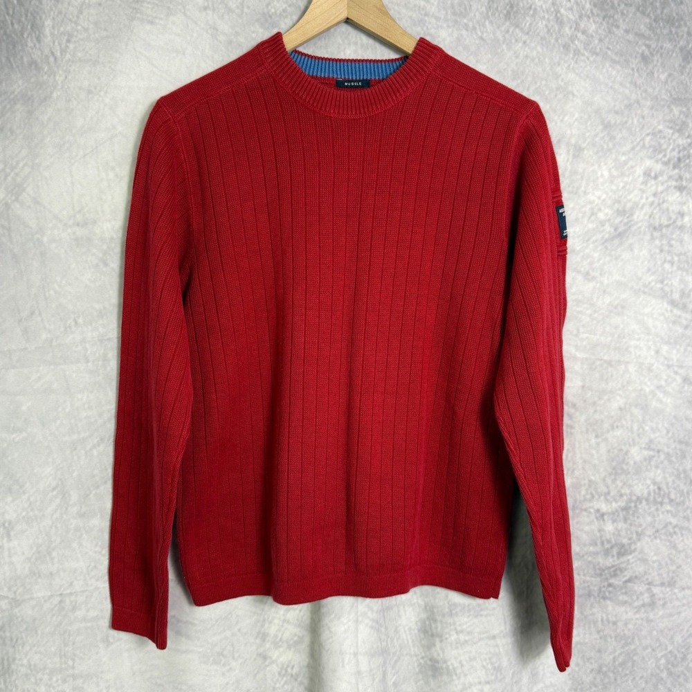 Vtg‎ Y2K Abercrombie & Fitch sweater Mens Sz M Red Muscle Fit preppy varsity